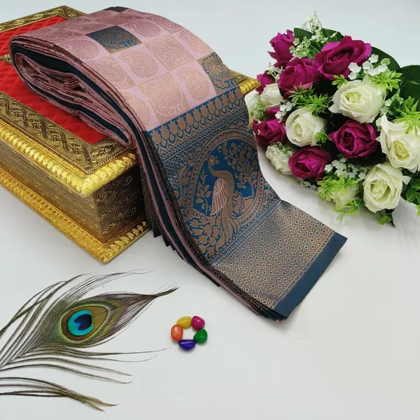 Blue_And_Pink_Kanjeevaram_Banarasi_Silk_Saree_For_Women
