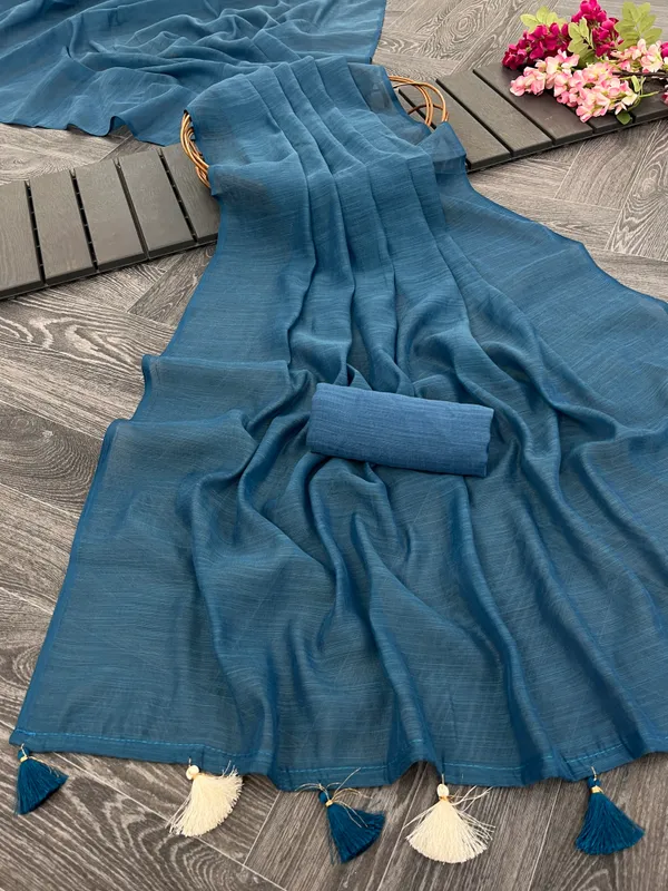 Teal_Blue_Khadi_Cotton_Saree_For_Women
