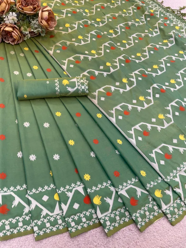 Green_Soft_Kanchipuram_Litchi_Korvai_Silk_Saree_For_Women