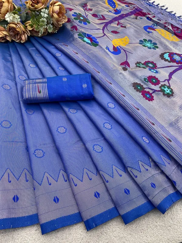 Blue_Paithani_Banarasi_Silk_Saree_For_Women