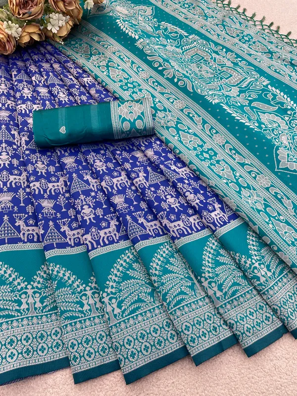 Blue_Banarasi_Art_Silk_Saree_For_Women