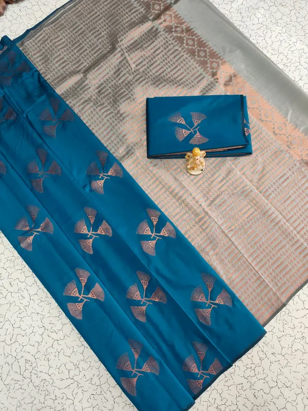 Teal_Blue_Lightweight_Soft_Kanjeevaram_Silk_Saree_For_Women