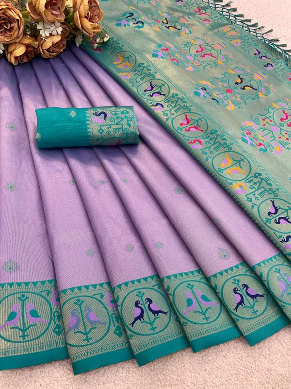Lavender_Paithani_Banarasi_Silk_Saree_For_Women