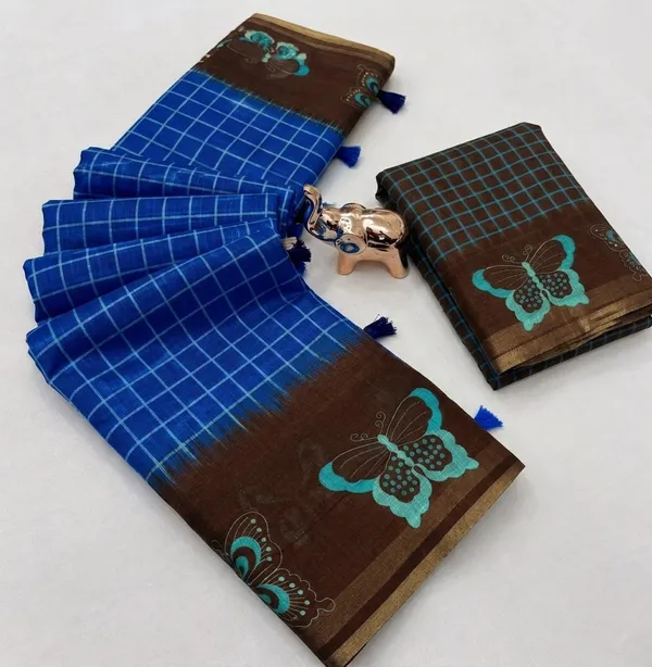 Blue_Cotton_Linen_Saree_For_Women