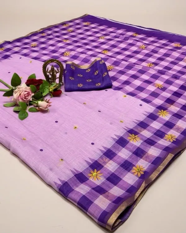 Purple_Cotton_Linen_Saree_For_Women