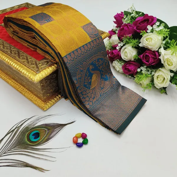 Yellow_Kanjeevaram_Banarasi_Silk_Saree_For_Women