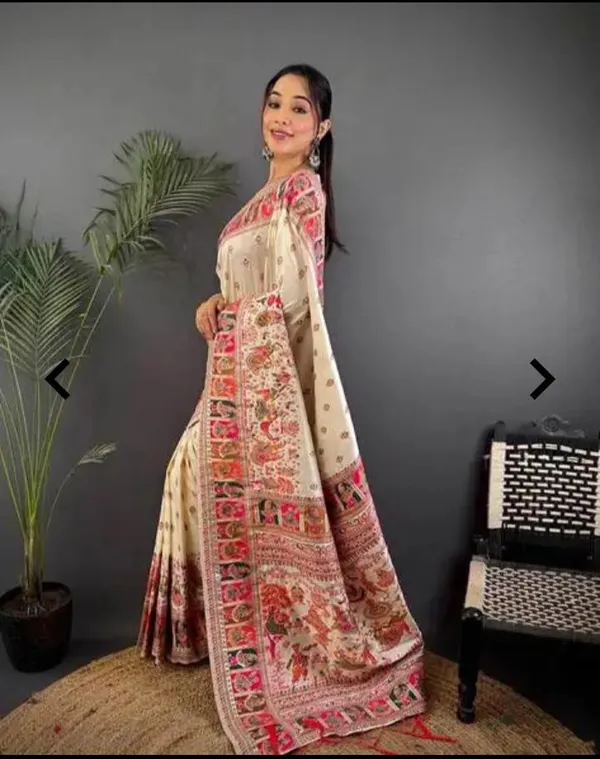 Cream_Pashmina_Soft_Kanjeevaram_Silk_Saree_For_Women