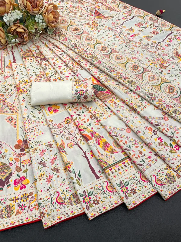 White_Pashmina_Soft_Kanjeevaram_Silk_Saree_For_Women