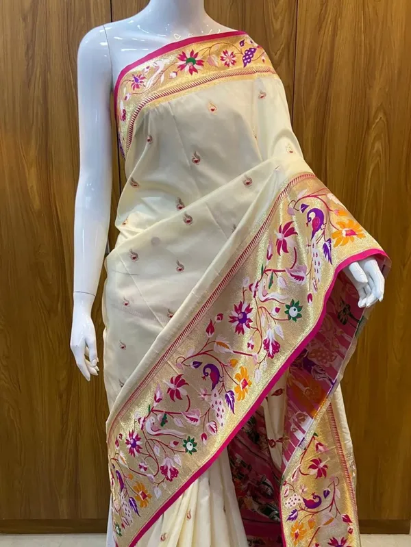 White_Pashmina_Soft_Kanjeevaram_Silk_Saree_For_Women