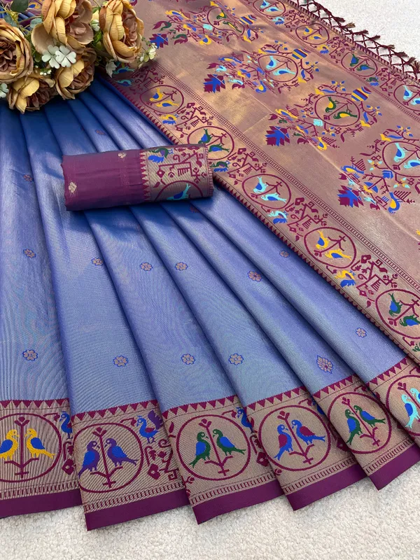 Blue_Paithani_Banarasi_Silk_Saree_For_Women