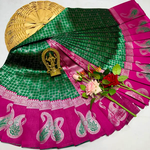 Green_And_Pink_Kanjeevaram_Banarasi_Silk_Saree_For_Women