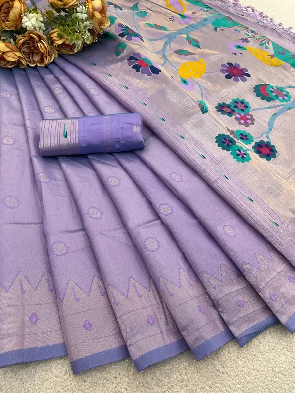 Lavender_Paithani_Banarasi_Silk_Saree_For_Women