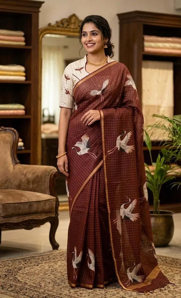 Brown_Cotton_Linen_Saree_For_Women
