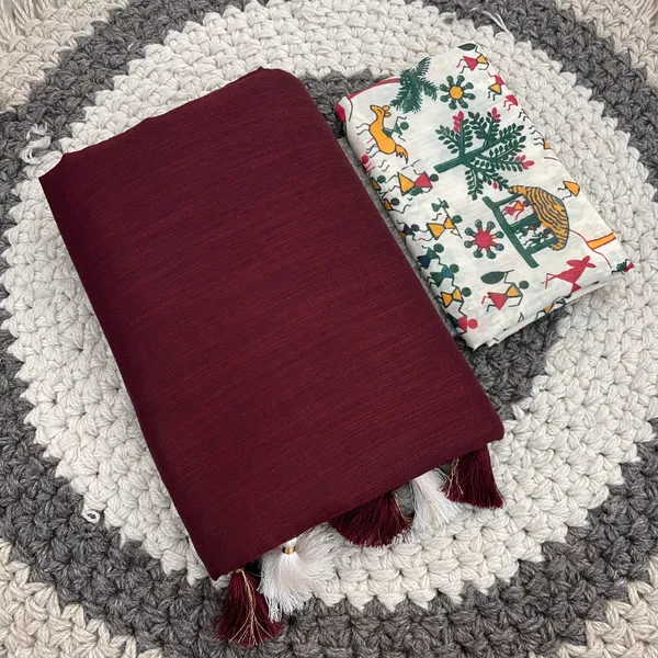 Maroon_Khadi_Cotton_Saree_For_Women
