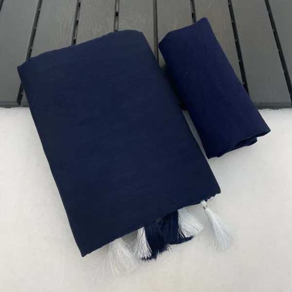 Navy_Blue_Khadi_Cotton_Saree_For_Women