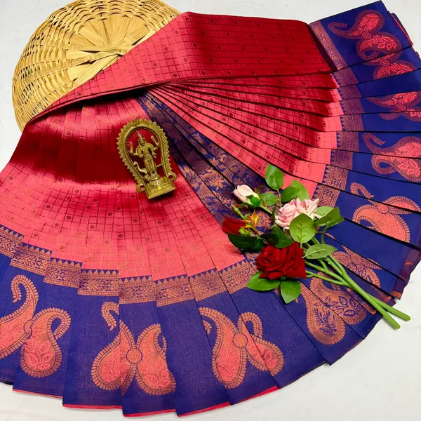 Red_And_Blue_Kanjeevaram_Banarasi_Silk_Saree_For_Women