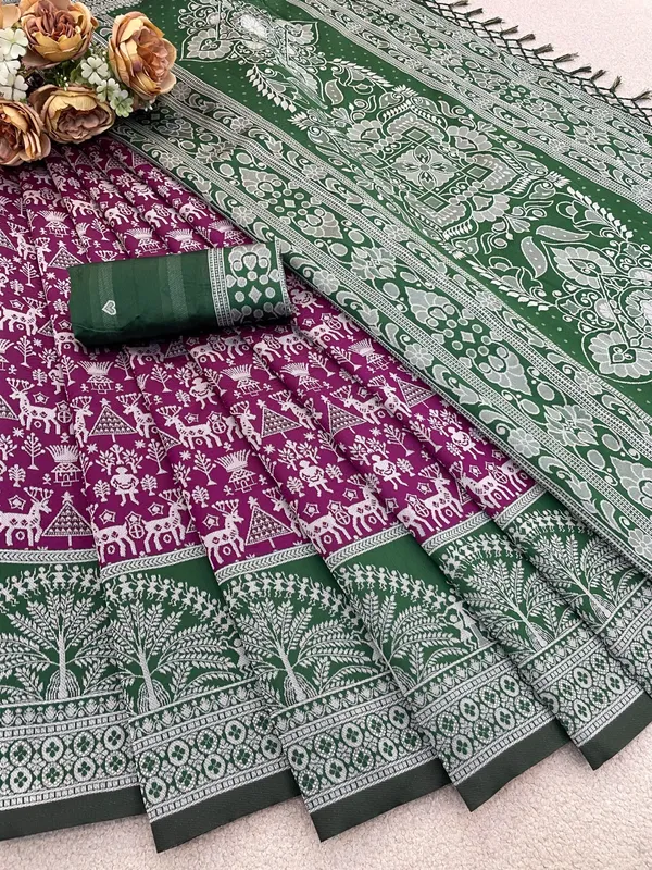 Purple_And_Green_Banarasi_Art_Silk_Saree_For_Women