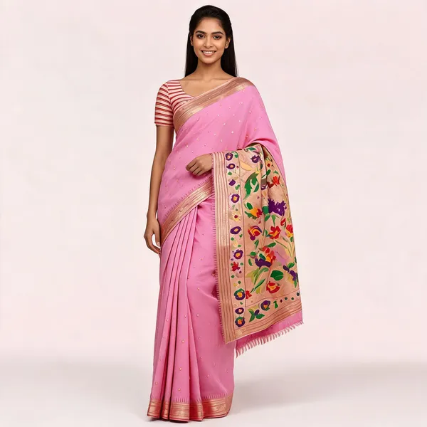 Pink_Paithani_Banarasi_Silk_Saree_For_Women