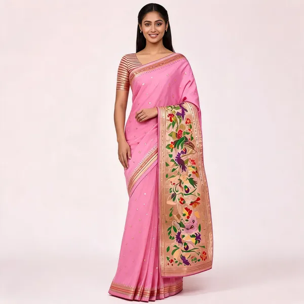 Pink_Paithani_Banarasi_Silk_Saree_For_Women