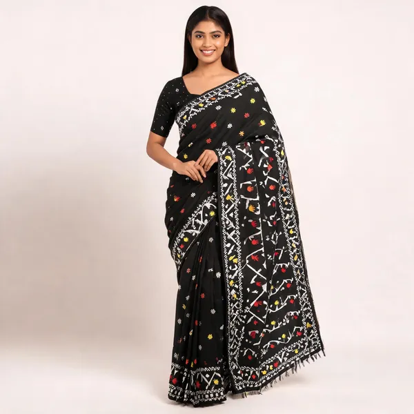 Black_Soft_Kanchipuram_Litchi_Korvai_Silk_Saree_For_Women