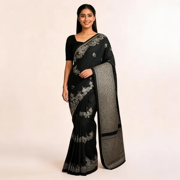 Black_Lightweight_Soft_Kanjeevaram_Silk_Saree_For_Women