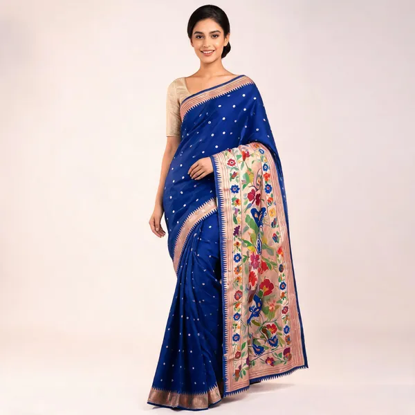Blue_Paithani_Banarasi_Silk_Saree_For_Women