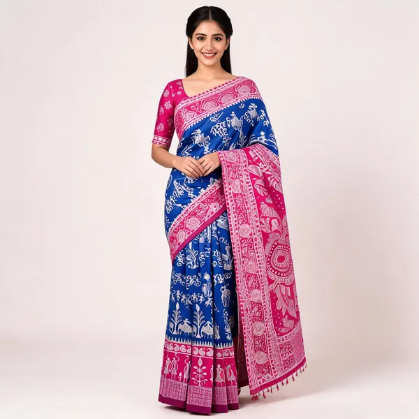Blue_And_Pink_Banarasi_Art_Silk_Saree_For_Women