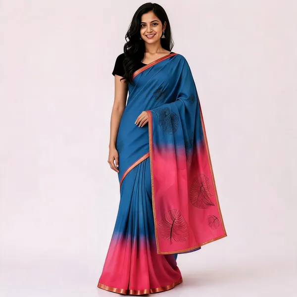 Blue_And_Pink_Cotton_Linen_Saree_For_Women