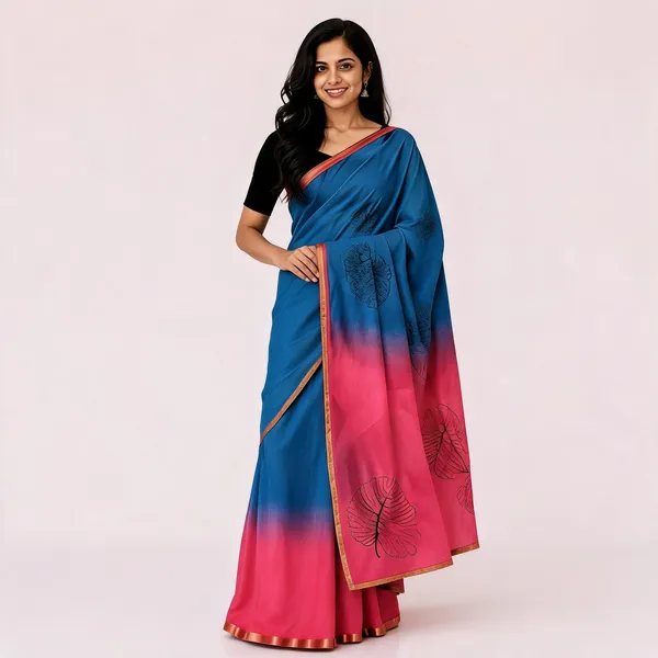 Blue_And_Pink_Cotton_Linen_Saree_For_Women