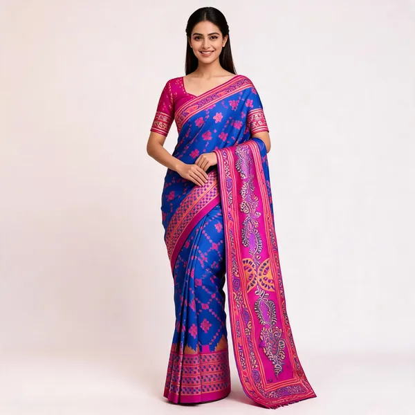 Blue_And_Pink_Banarasi_Art_Silk_Saree_For_Women