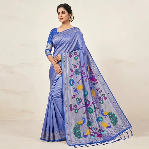 Blue_Paithani_Banarasi_Silk_Saree_For_Women
