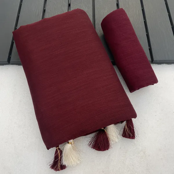 Maroon_Khadi_Cotton_Saree_For_Women
