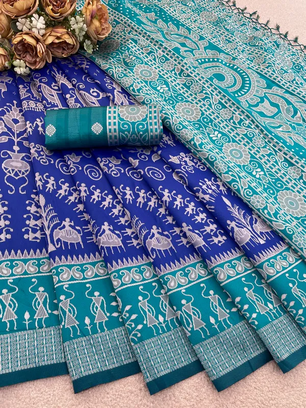 Blue_Banarasi_Art_Silk_Saree_For_Women