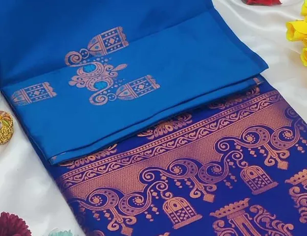 Banarasi_Kanjeevaram_Silk_Saree_with_Rich_Zari_Weaving_and_festive_and_wedding_wear_And_Party_Wear_collection_With_Tassels_Latkan_And_Blouse_Piece