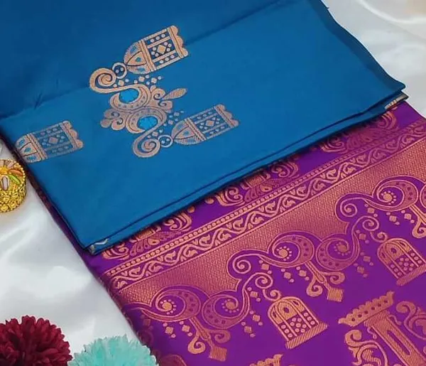 Banarasi_Kanjeevaram_Silk_Saree_with_Rich_Zari_Weaving_and_festive_and_wedding_wear_And_Party_Wear_collection_With_Tassels_Latkan_And_Blouse_Piece