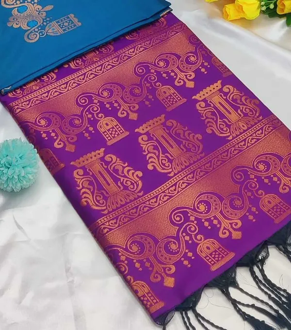 Banarasi_Kanjeevaram_Silk_Saree_with_Rich_Zari_Weaving_and_festive_and_wedding_wear_And_Party_Wear_collection_With_Tassels_Latkan_And_Blouse_Piece