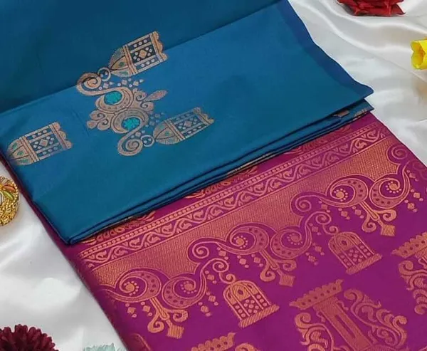 Banarasi_Kanjeevaram_Silk_Saree_with_Rich_Zari_Weaving_and_festive_and_wedding_wear_And_Party_Wear_collection_With_Tassels_Latkan_And_Blouse_Piece