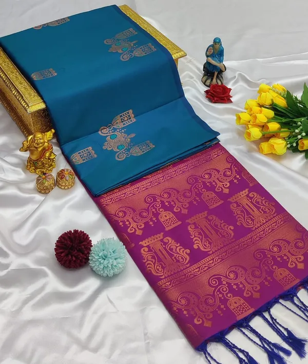 Banarasi_Kanjeevaram_Silk_Saree_with_Rich_Zari_Weaving_and_festive_and_wedding_wear_And_Party_Wear_collection_With_Tassels_Latkan_And_Blouse_Piece