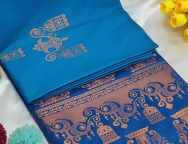 Banarasi_Kanjeevaram_Silk_Saree_with_Rich_Zari_Weaving_and_festive_and_wedding_wear_And_Party_Wear_collection_With_Tassels_Latkan_And_Blouse_Piece