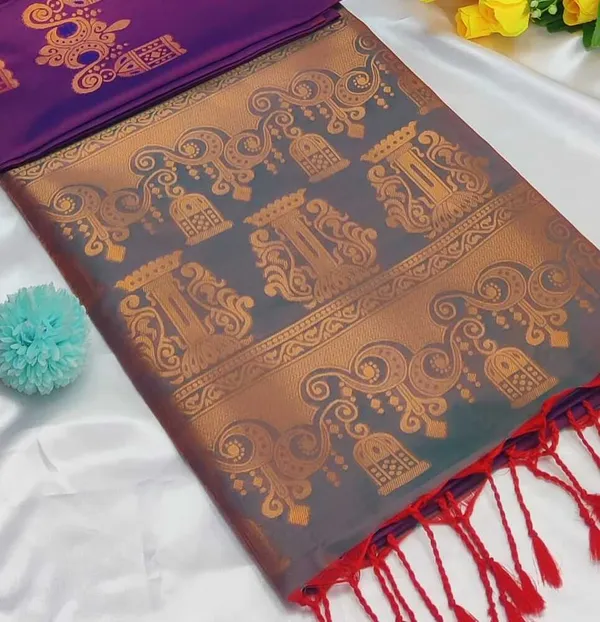 Banarasi_Kanjeevaram_Silk_Saree_with_Rich_Zari_Weaving_and_festive_and_wedding_wear_And_Party_Wear_collection_With_Tassels_Latkan_And_Blouse_Piece