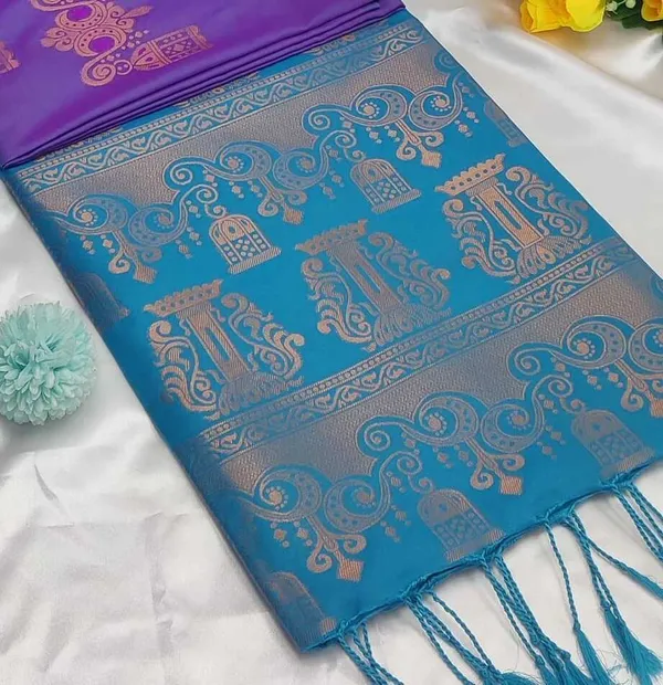 Banarasi_Kanjeevaram_Silk_Saree_with_Rich_Zari_Weaving_and_festive_and_wedding_wear_And_Party_Wear_collection_With_Tassels_Latkan_And_Blouse_Piece