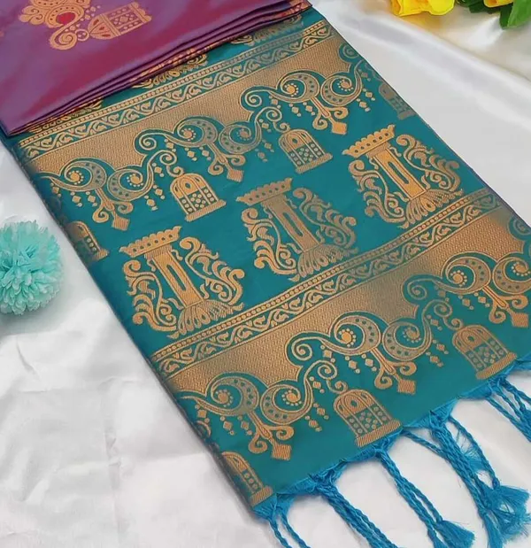 Banarasi_Kanjeevaram_Silk_Saree_with_Rich_Zari_Weaving_and_festive_and_wedding_wear_And_Party_Wear_collection_With_Tassels_Latkan_And_Blouse_Piece