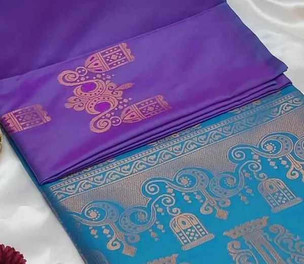 Banarasi_Kanjeevaram_Silk_Saree_with_Rich_Zari_Weaving_and_festive_and_wedding_wear_And_Party_Wear_collection_With_Tassels_Latkan_And_Blouse_Piece