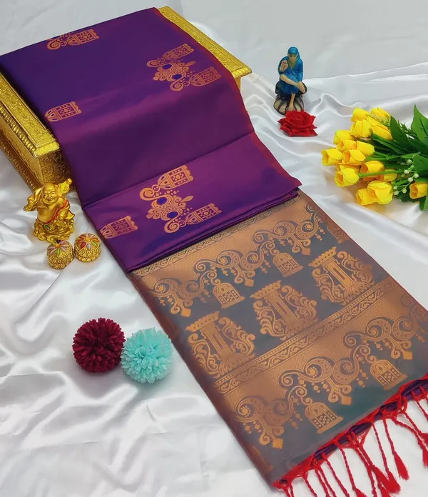 Banarasi_Kanjeevaram_Silk_Saree_with_Rich_Zari_Weaving_and_festive_and_wedding_wear_And_Party_Wear_collection_With_Tassels_Latkan_And_Blouse_Piece