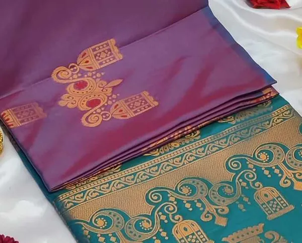 Banarasi_Kanjeevaram_Silk_Saree_with_Rich_Zari_Weaving_and_festive_and_wedding_wear_And_Party_Wear_collection_With_Tassels_Latkan_And_Blouse_Piece