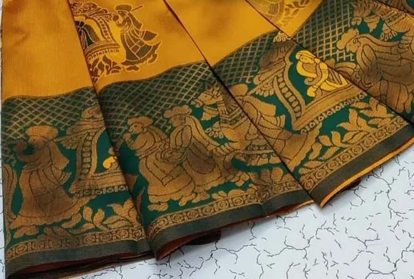 Beautiful_Art_Silk_Jacquard_Border_Palakhi_design_Saree_With_Unstitched_Running_Blouse_For_Women_Wedding_Wear_Party