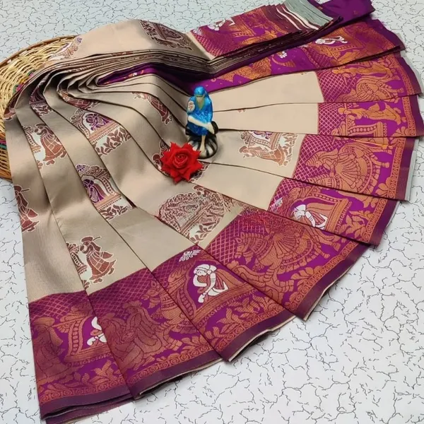 Beautiful_Art_Silk_Jacquard_Border_Palakhi_design_Saree_With_Unstitched_Running_Blouse_For_Women_Wedding_Wear_Party
