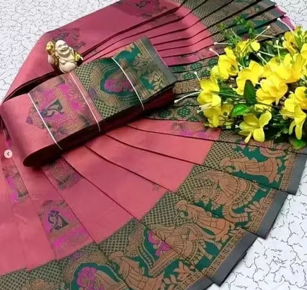 Beautiful_Art_Silk_Jacquard_Border_Palakhi_design_Saree_With_Unstitched_Running_Blouse_For_Women_Wedding_Wear_Party