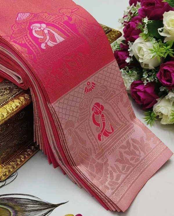 Beautiful_Art_Silk_Jacquard_Border_Palakhi_design_Saree_With_Unstitched_Running_Blouse_For_Women_Wedding_Wear_Party