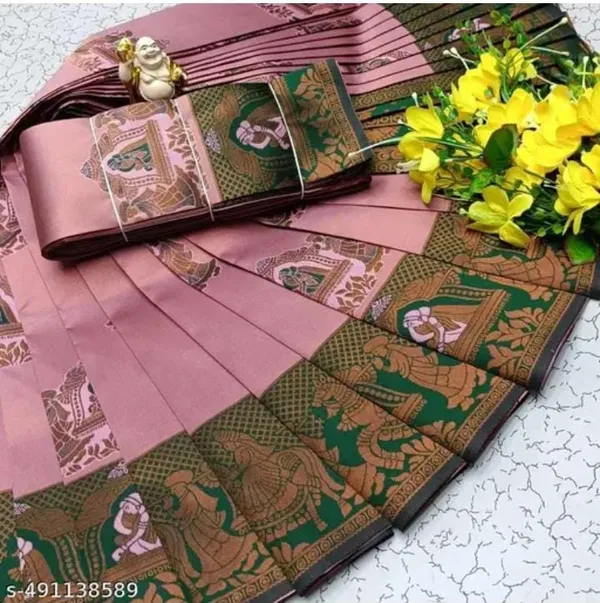 Beautiful_Art_Silk_Jacquard_Border_Palakhi_design_Saree_With_Unstitched_Running_Blouse_For_Women_Wedding_Wear_Party